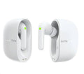 White wireless earbuds with charging case 
